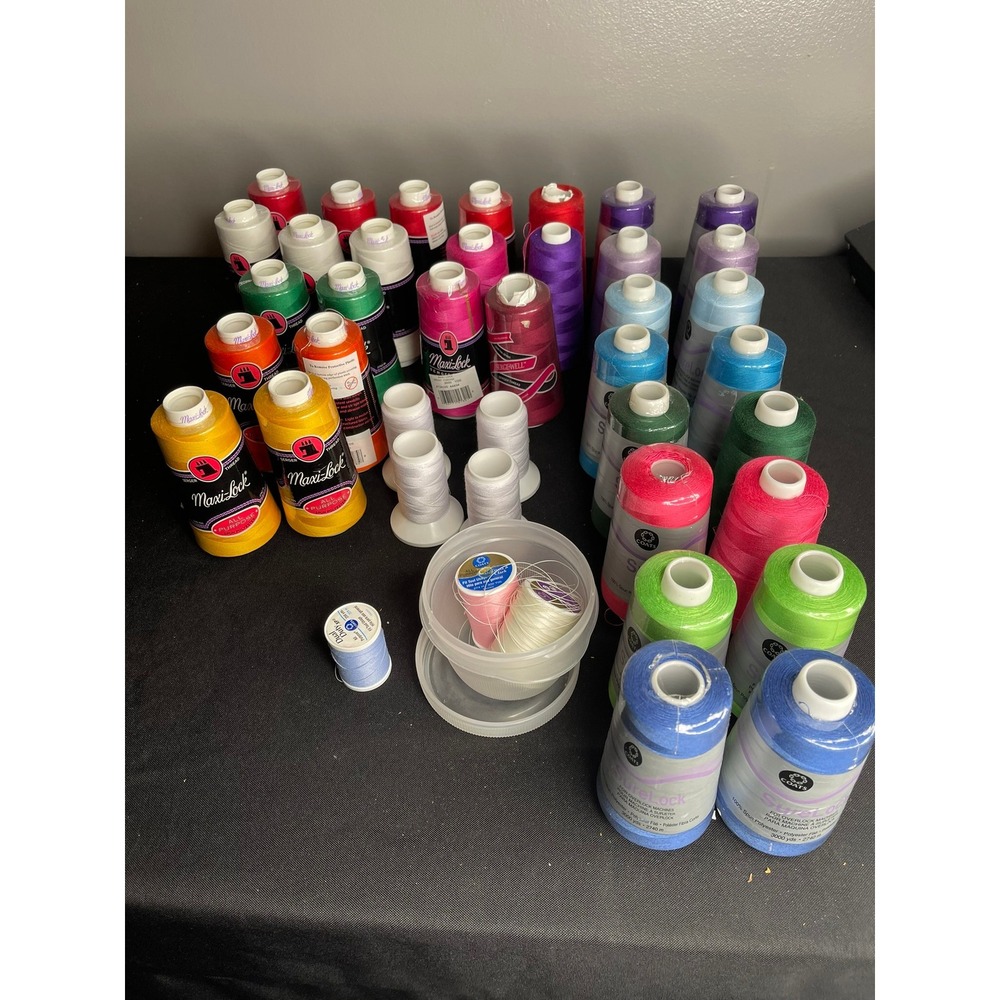 Maxi-Lock Coats SureLock Serger Sewing Thread Lot 3000yd Cones Multicolor Spools